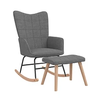 vidaXL Rocking Chair with a Stool Dark Gray Fabric