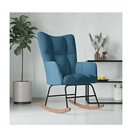 vidaXL Rocking Chair Blue Velvet