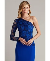 Tadashi Shoji Women's Abner One Shoulder Embroidered Bodice Gown