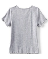 Lands' End Girls Short Sleeve Ribbed Henley T-Shirt