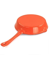 Megachef Enameled Round 8 Inch PreSeasoned Cast Iron Frying Pan Orange