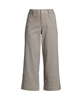 Lands' End Petite Printed Twill High Rise 5 Pocket Wide Leg Crop Pants