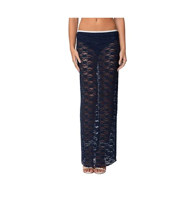 Edikted Womens Vara Sheer Lace Maxi Skirt