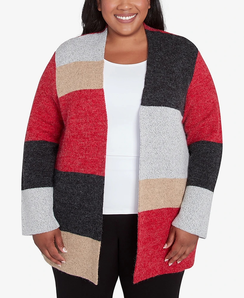 Alfred Dunner Plus Runway Ready Colorblock Cardigan Sweater