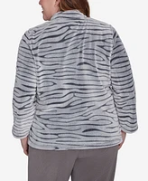 Alfred Dunner Plus Copenhagen Fuzzy Sculpted Zebra Animal Jacket