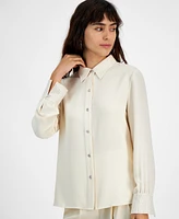 Bar Iii Women's Rhinestone-Cuff Button-Front Shirt, Created for Macy's