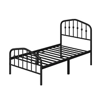 Yaheetech Modern Twin Size Metal Bed Frame with Arched Headboard and Footboard/Spacious Underbed Storage Space/Heavy Duty Slat Support Black