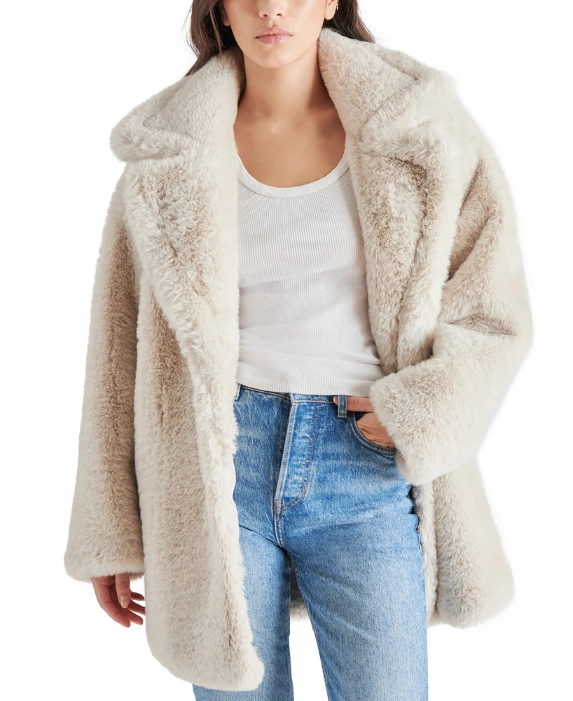 Steve Madden Women's Snow Faux-Fur Teddy Coat