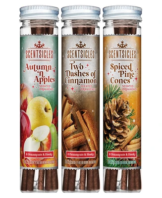 National Tree Company Scentsicles Scented Ornaments, 6 Count Bottles, Autumn 'n Apples, Two Dashes of Cinnamon and Spiced Pine Cones - 3 Pack