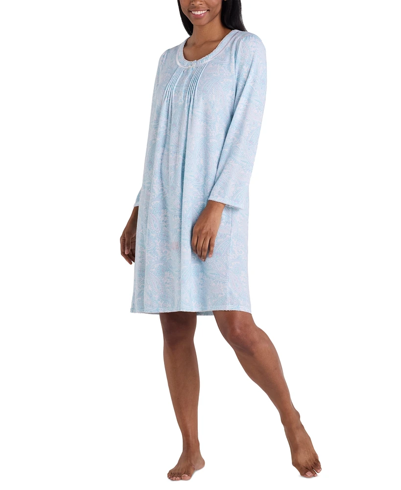 Miss Elaine Women's Lace-Trim Shirred Nightgown