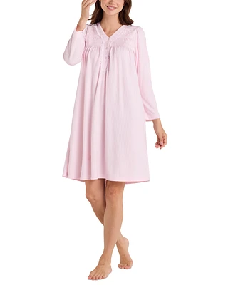 Miss Elaine Women's Lace-Trim Shirred Nightgown