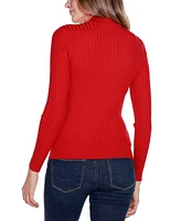 Belldini Black Label Women's Ribbed Mock Neck Half-Zip Sweater