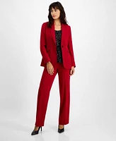 Bar Iii Womens Notched Collar One Button Blazer Sequin Sleeveless Top High Rise Straight Leg Pants Created For Macys