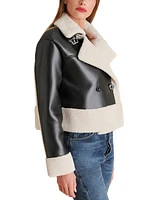 Steve Madden Women's Athen Faux-Shearling Aviator Jacket