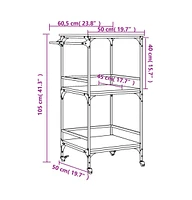 vidaXL Kitchen Trolley Black 23.8"x19.7"x41.3" Engineered Wood