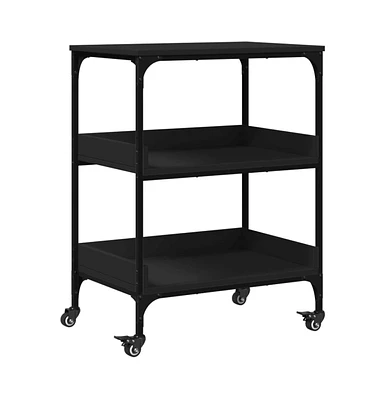 vidaXL Kitchen Trolley Black 23.6"x16.1"x31.7" Engineered Wood