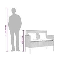 vidaXL Patio Bench with Cushions Brown Poly Rattan