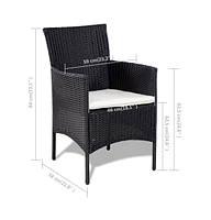 vidaXL 4 Piece Patio Lounge Set with Cushions Poly Rattan Black