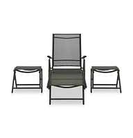 vidaXL 3 Piece Patio Lounge Set Textilene and Aluminum Black