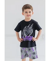 Marvel Boys Avengers Black Panther Iron Man Graphic T-Shirt and French Terry Shorts Outfit Set to