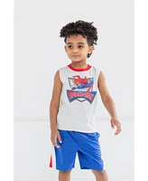 Marvel Boys Spider-Man T-Shirt Tank Top and Shorts 3 Piece Outfit Set Toddler to Big Kid