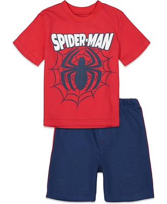 Marvel Big Boys Spider-Man Avengers Athletic T-Shirt Mesh Shorts Outfit Set to