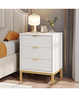 Tribesigns 3-Drawer Nightstand Set of 2, 25.8" Tall Modern Bedside Table, Large Side End Table with Storage Drawers for Bedroom