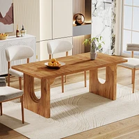Tribesigns Modern Dining Table for 6 to 8 People, 71" Large Kitchen Dining Table with Wood Pedestal Base, Rectangular Long Dinner Table for Kitchen, D