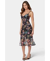 Bebe Women's Printed Lace Midi Dress