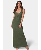 Bebe Women's Crochet Maxi Tank Dress