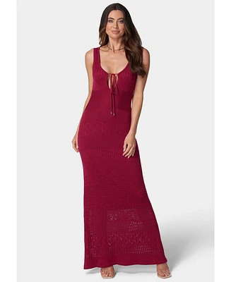 Bebe Women's Crochet Maxi Tank Dress