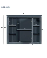 Slickblue "35'' x 28'' Wall-Mounted Bathroom Medicine Cabinet – Modern Mirror Cabinet with 6 Open Shelves"