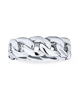 Bling Jewelry Unisex Solid Braided Celtic Eternity Band Knot Cable Cuban Curb Link Chain Rings Bands .925 Sterling Silver 6MM