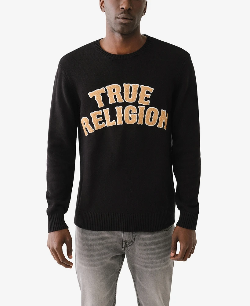 True Religion Men's Tr Chenille Logo Sweater