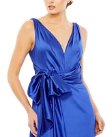 Mac Duggal Women's Sleeveless Self Tie Draped Gown