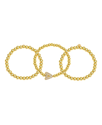 Unwritten Cubic Zirconia Bubble Initial Stretch Bracelet Set