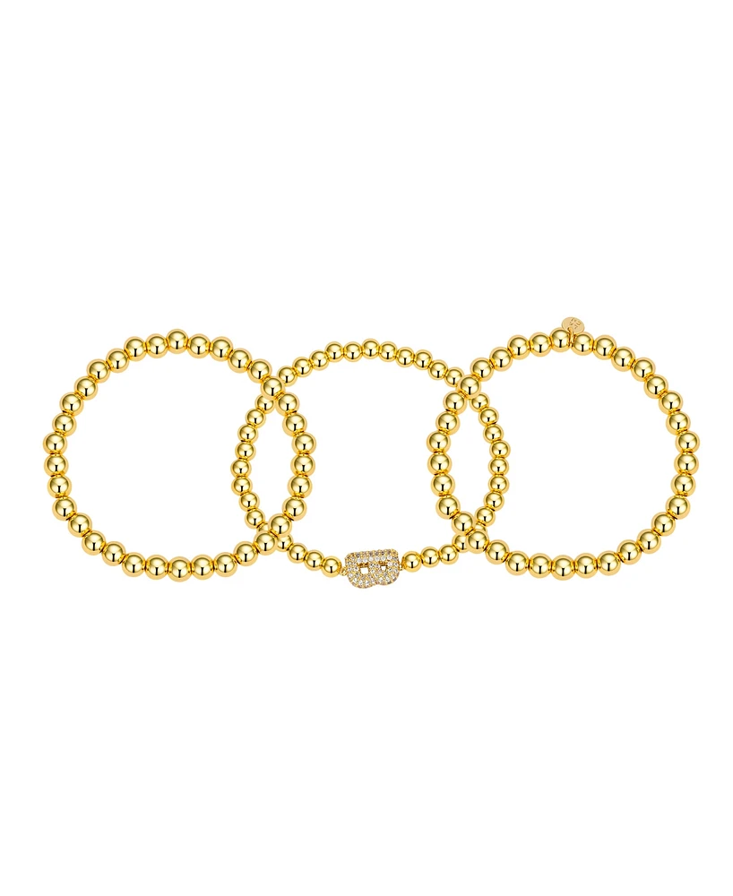 Unwritten Cubic Zirconia Bubble Initial Stretch Bracelet Set