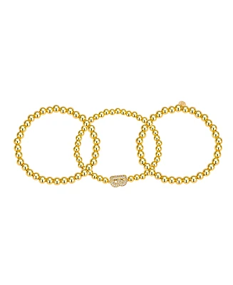 Unwritten Cubic Zirconia Bubble Initial Stretch Bracelet Set