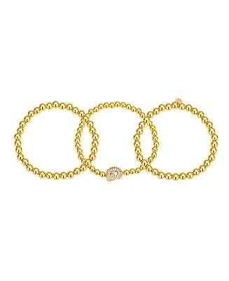 Unwritten Cubic Zirconia Bubble Initial Stretch Bracelet Set