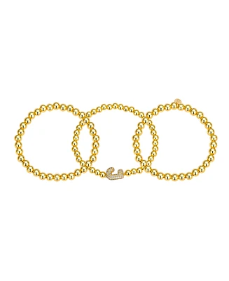 Unwritten Cubic Zirconia Bubble Initial Stretch Bracelet Set