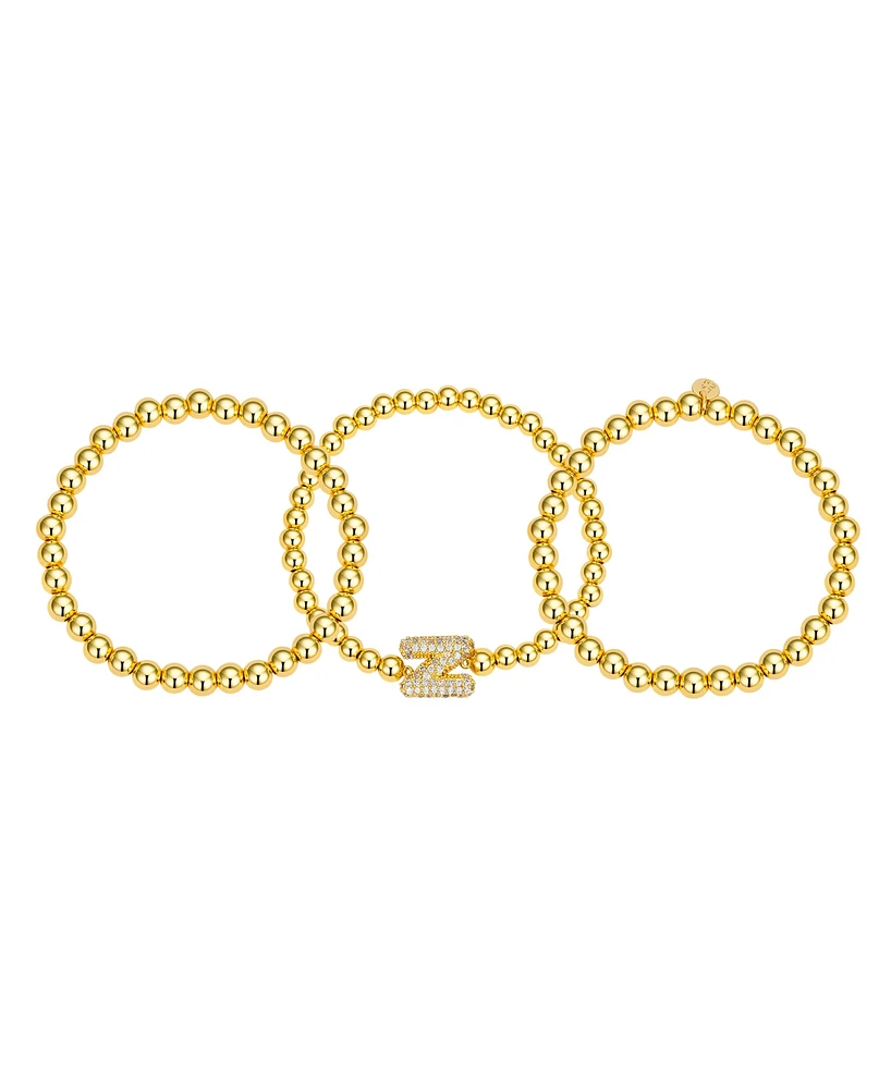 Unwritten Cubic Zirconia Bubble Initial Stretch Bracelet Set