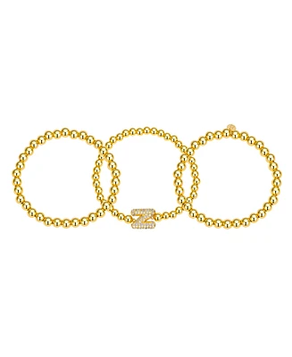 Unwritten Cubic Zirconia Bubble Initial Stretch Bracelet Set