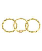 Unwritten Cubic Zirconia Bubble Initial Stretch Bracelet Set