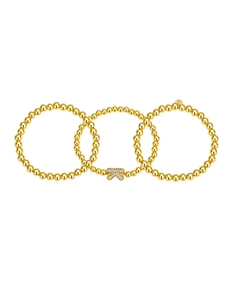Unwritten Cubic Zirconia Bubble Initial Stretch Bracelet Set