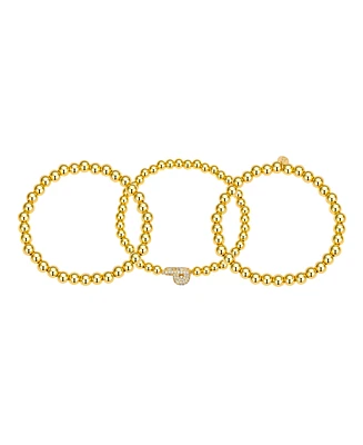 Unwritten Cubic Zirconia Bubble Initial Stretch Bracelet Set