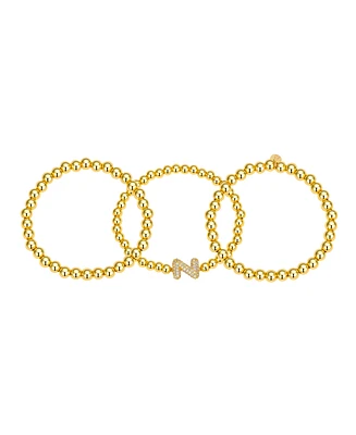 Unwritten Cubic Zirconia Bubble Initial Stretch Bracelet Set