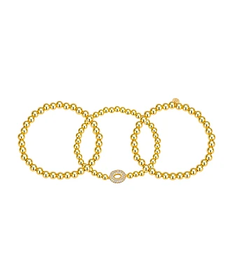 Unwritten Cubic Zirconia Bubble Initial Stretch Bracelet Set