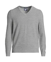 Lands' End Men's Long Sleeve Washable Merino Wool V Neck Sweater