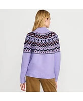 Lands' End Women's Cozy Lofty Fair Isle Yoke Mock Neck Sweater