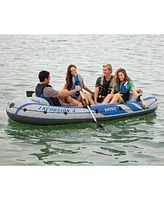 Intex Excursion 4 Inflatable River/Lake Boat Raft Set & Motor Mount Kit